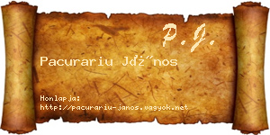 Pacurariu János névjegykártya